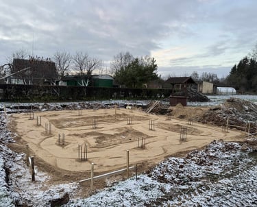 greztiniai poliai, pamato irengimas, uzpilta smeliu, bus galima irengti rostverka