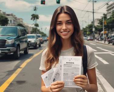 A window display featuring the words 'Free Delivery' painted in bold, red and yellow script. The background is brown with some decorative black designs on the sides. There is a red frame around the window and cardboard packaging material at the bottom.