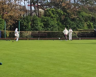 lawn bowls game being played in Porthcawl