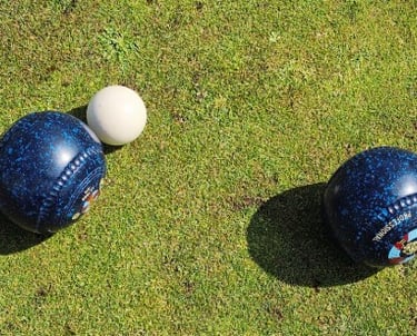 Porthcawl Bowls club bowls near a jack