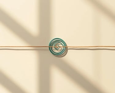 Espiral turquesa cortada por línea recta; metacognición frente a rumiación