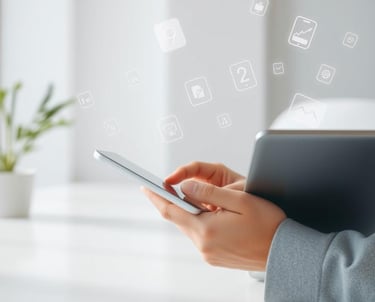 a person holding a tablet computer and a tablet