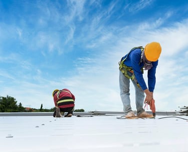 White TPO commercial flat roof on a Georgia building