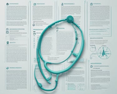 A stethoscope and medical charts symbolizing medical translation.