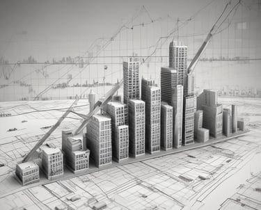 A professional consultant discussing property plans with clients in a modern office setting.