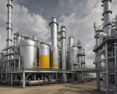 Close-up of enzyme molecules interacting with industrial materials in a lab setting.