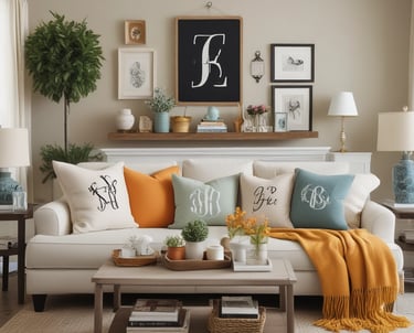 A cozy living room corner featuring a soft throw, vintage vase, and curated wall art.