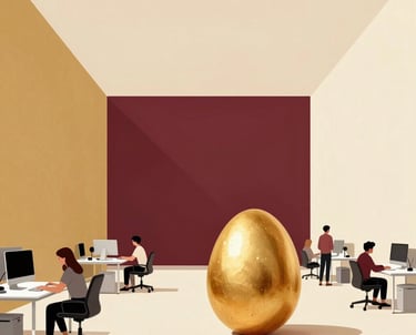 A vibrant workspace with designers collaborating over colorful sketches and digital screens.