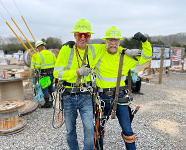 Randy Dusenberry conducting telecommunications field safety and pole training