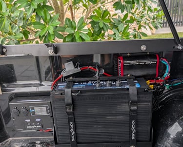Kings / Kickass installation Gold Coast – Mobile setup of customer battery box and 12V panel.