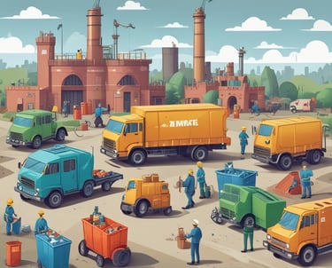 Industrial facility processing oily water with eco-friendly equipment.