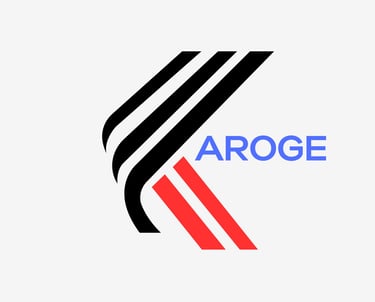 Karoge logo with black and red diagonal lines forming a stylized letter K on a white background.
