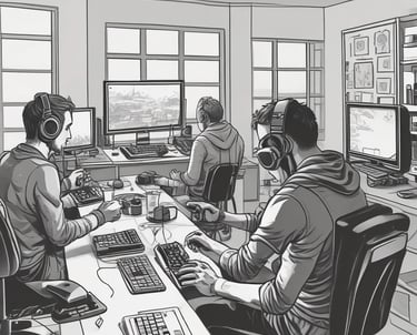 A dynamic London cityscape at dusk with digital gaming icons subtly overlaid, symbolizing the fusion of esports and urban energy.