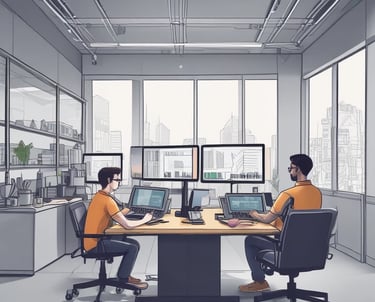 Cloud infrastructure diagram with secure data flow icons.