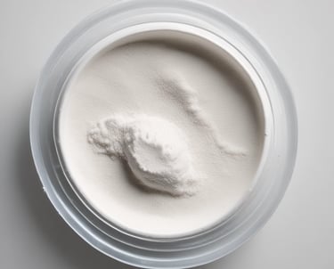 Close-up of crystalline indole butyric acid potassium salt powder under natural light.