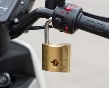 Motorcycle equipped with tracking device parked in a secure garage.