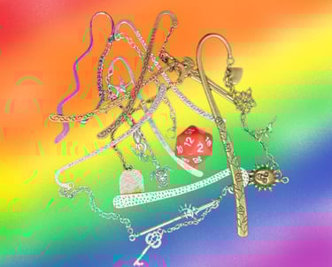 Metal bookmarks with charms