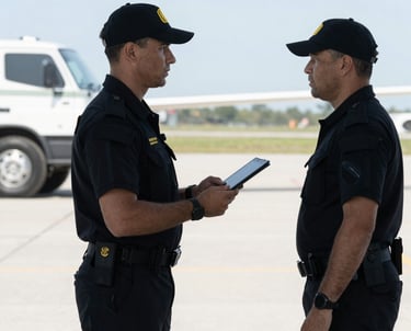 A team of Sentinel Group International operatives in tactical gear surveying a high-threat urban area.
