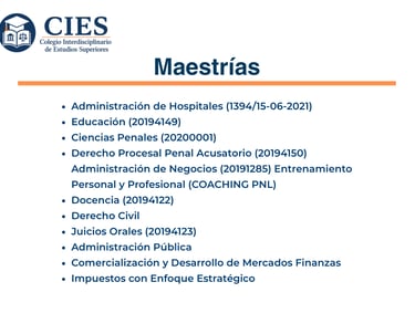 Maestrías que se imparten en el CIES