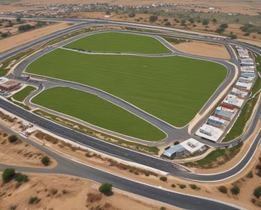 Aerial shot of a secure gated township featuring tree-lined streets and community amenities.