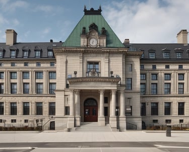 A professional commissioner administering an oath in a bright, welcoming office.