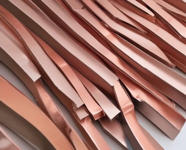 Stacks of neatly organized copper strips ready for shipment.