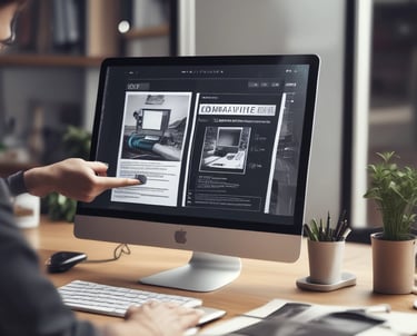 A friendly team working together on website design in a cozy office.
