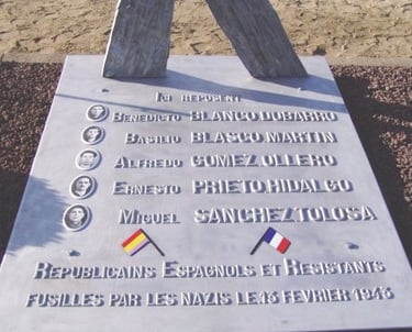 Placa conmemorativa a los cinco exiliados españoles republicanos fusilados en Nantes en 1943
