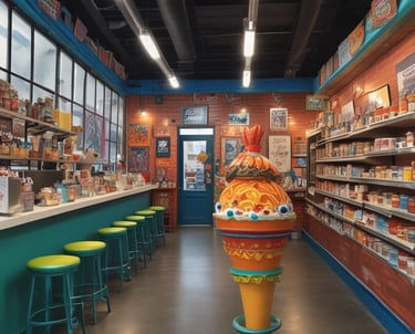 Close-up of a premium ice cream sundae with chamoy and tajín toppings in a boutique glass.