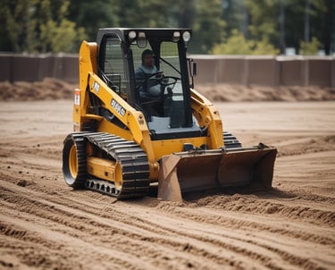 A Versacore PR team member operating heavy machinery on a sunny worksite.