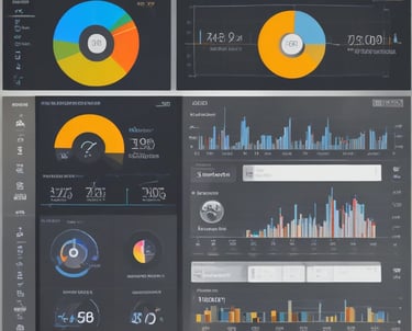 A focused professional analyzing complex data visualizations on multiple screens in a modern office.