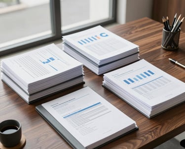 A close-up of three different business cards labeled Pilaris Base, Pilaris Control, and Pilaris Blindaje displayed on a wooden desk