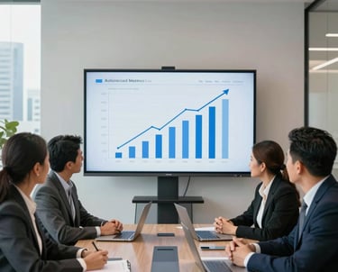 A woman holding a box and a cell phone