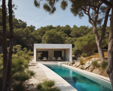 An eco-friendly building integrated with nature.