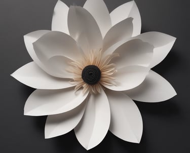 a paper flower with a black background
