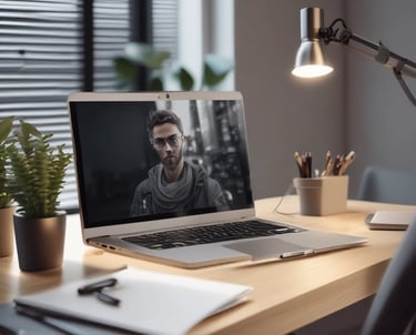 A team member coordinating with influencers over video call.