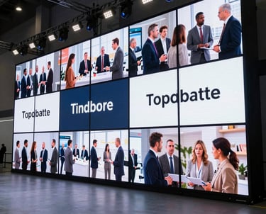 A vibrant LED billboard displaying colorful advertisements on a busy street in Caxias do Sul.