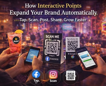 customers scanning qr code and tapping nfc tags at hospitality table