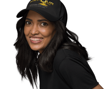 man wearing the pour shop logo black cap portrait