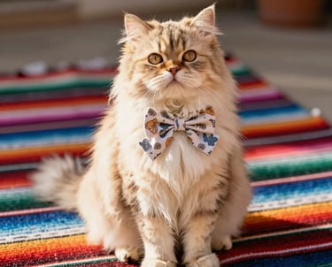 gato con collar con diseño de moño 