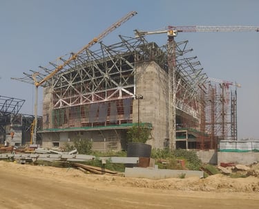 Yashobhoomi, IICC, Sector 25 Dwarka, New Delhi Heavy Structure of LED Panel Erection Wrok