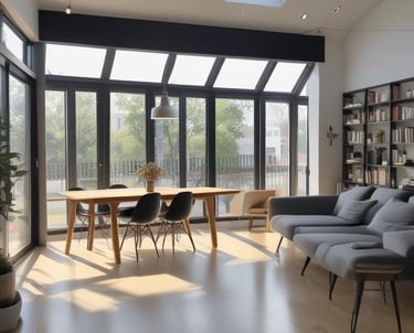 A skilled team coordinating a home renovation project with tools and plans.