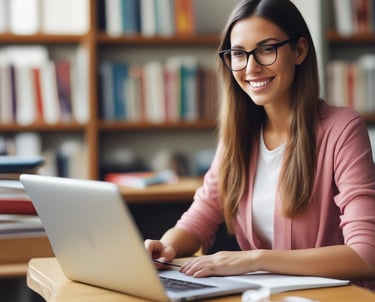 A friendly counselor discussing course options with a student in a bright office.