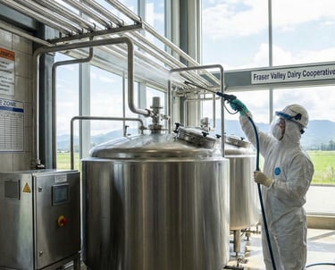 Super Sanitation staff performing HACCP‑compliant cleaning in Fraser Valley food plant