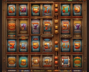A cozy pub interior featuring a row of sleek, modern slot machines with warm lighting.