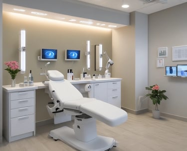 A welcoming clinic reception area with modern decor and soft lighting.