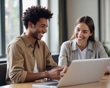 A professional recruiter discussing partnership details with a trucking carrier representative in a modern office.