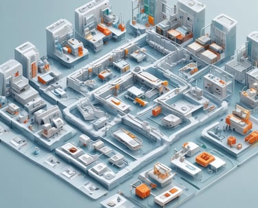 A collage showing healthcare, industrial, and decor products representing Tez Groups' business sectors.