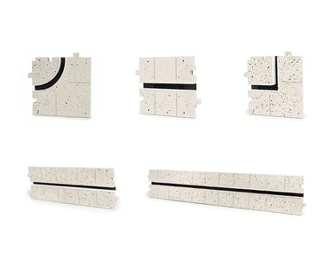 ERGOVENT LINEO PRO single slot moulage pieces showing corner, end cap and straight gypsum filler sections
