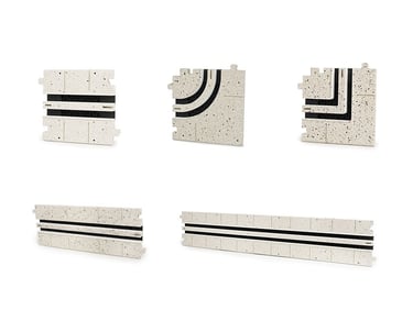 ERGOVENT LINEO PRO PUZZLE 2-slot moulage pieces showing straight, round corner, end cap and straight gypsum filler sections